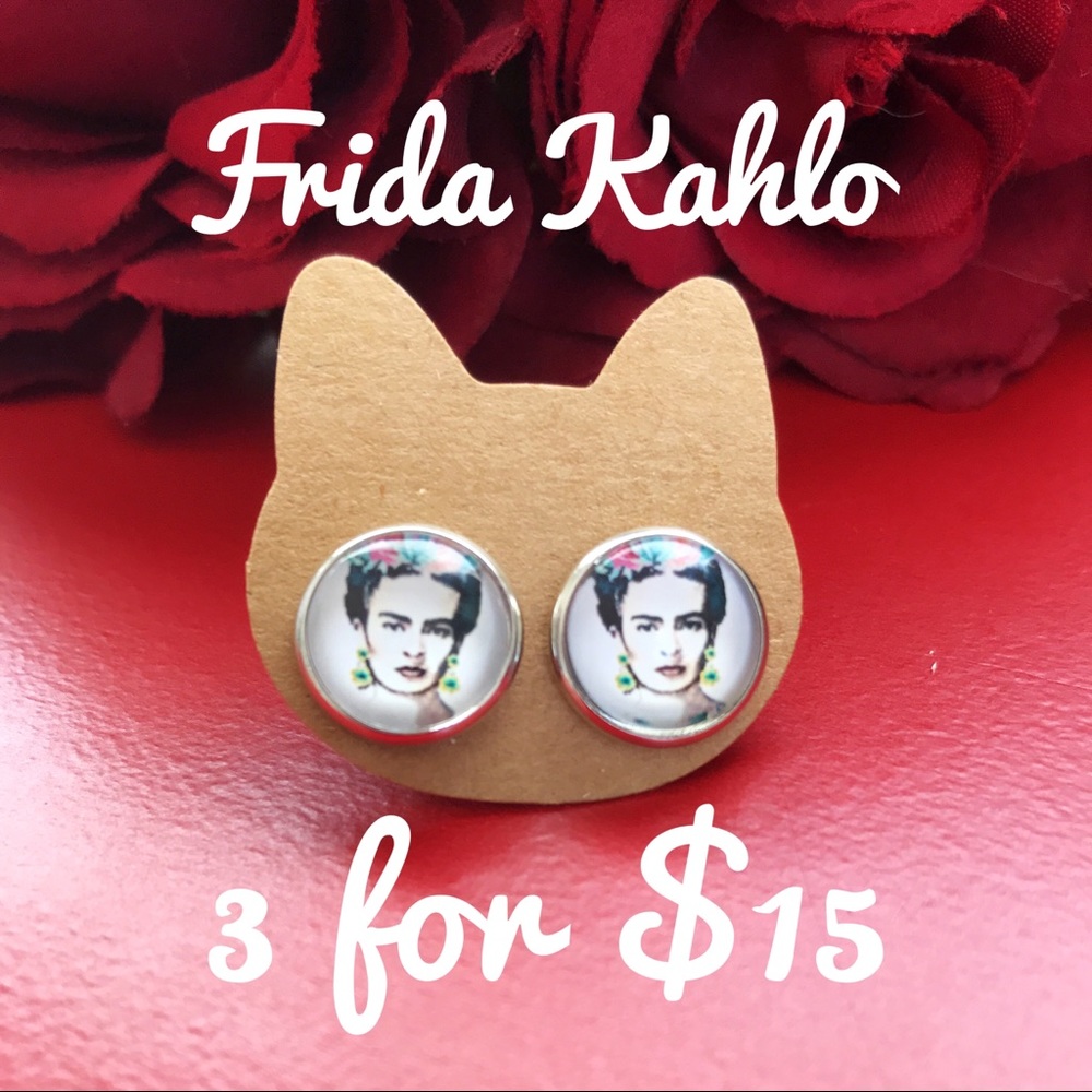 3 for $15 Frida Kahlo Dome Stud Earrings NWT
